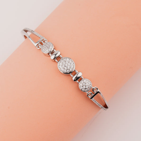 925 Sterling Silver Round Adjustable Ladies Kada Bracelet