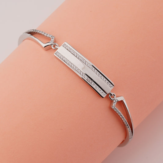 925 Sterling Silver Fancy Adjustable Ladies Kada Bracelet