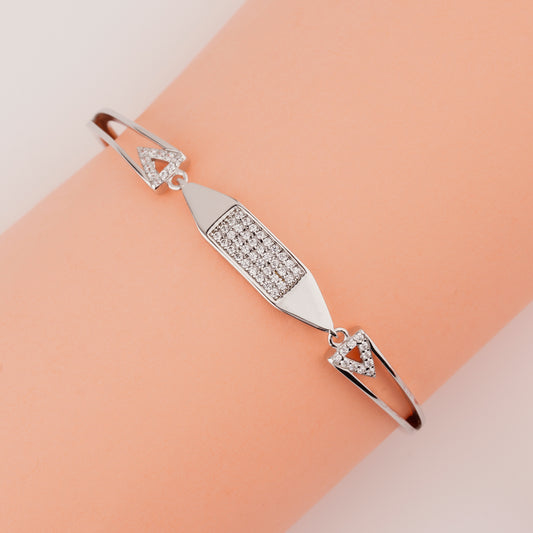 925 Starling Silver Square Cuff Adjustable Ladies Kada Bracelet