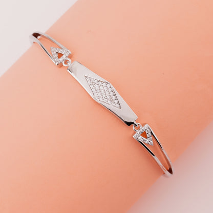 925 Sterling Silver Rhombus Shape Adjustable Ladies Kada Bracelet