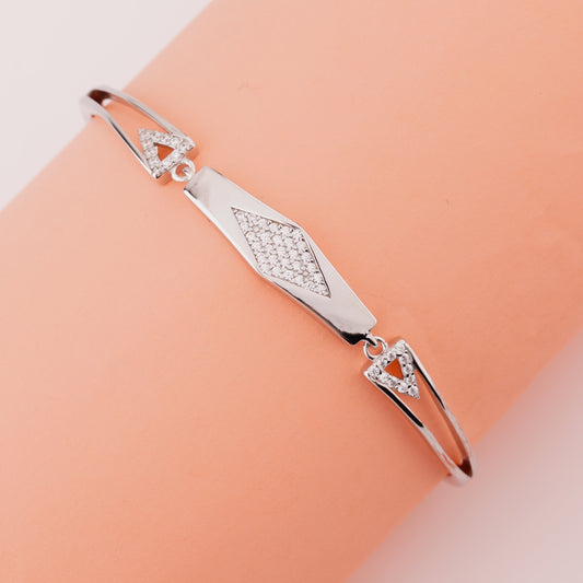 925 Sterling Silver Rhombus Shape Adjustable Ladies Kada Bracelet