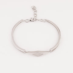 925 Sterling Silver Rhombus Cuff Adjustable Ladies Kada Bracelet