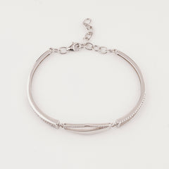 925 Sterling Silver Half Mate Theta Adjustable Ladies Kada Bracelet