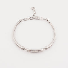 925 Starling Silver Cubic Zircon Adjustable Ladies Kada Bracelet