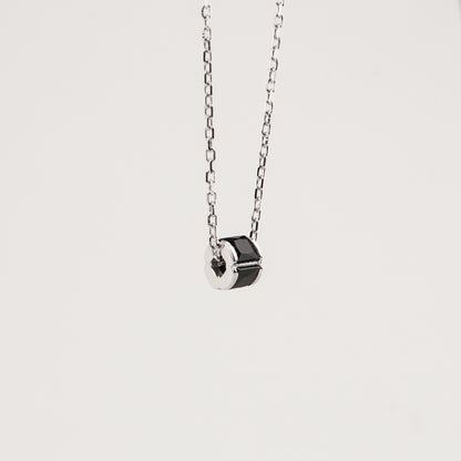 925 Starling Silver Black Rotatable Round Neckalce