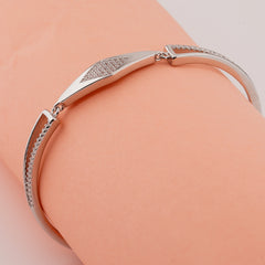 925 Sterling Silver Rhombus Cuff Adjustable Ladies Kada Bracelet