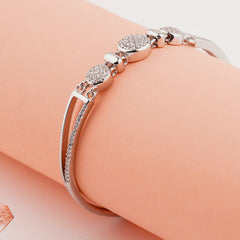 925 Sterling Silver Round Adjustable Ladies Kada Bracelet