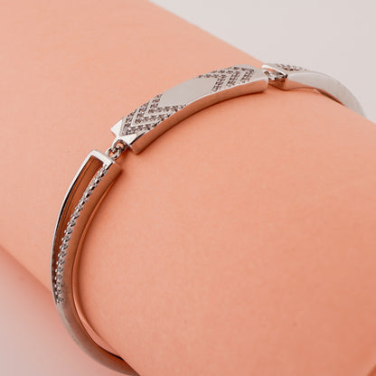 925 Sterling Silver Chevron Adjustable Ladies Kada Bracelet