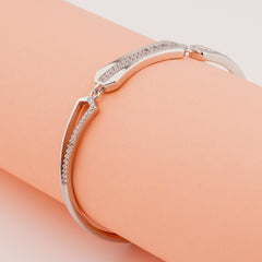 925 Starling Silver Zircon Baguette Cuff Adjustable Ladies Kada Bracelet