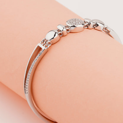 925 Sterling Silver Round Adjustable Ladies Kada Bracelet