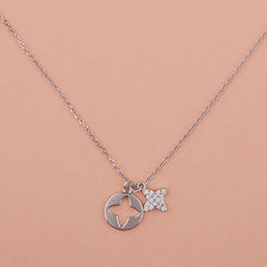 925 Starling Silver Round Pointer Star Necklace