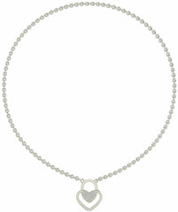 925 Sterling Silver Heart-in-Heart Padlock Pendant – Dainty Two-Tone Texture| BJ-41