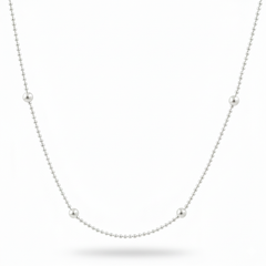 925 Sterling Silver Ball Chain Silver Beaded Design, Classic Jewelry Accessory | BJCH-04
