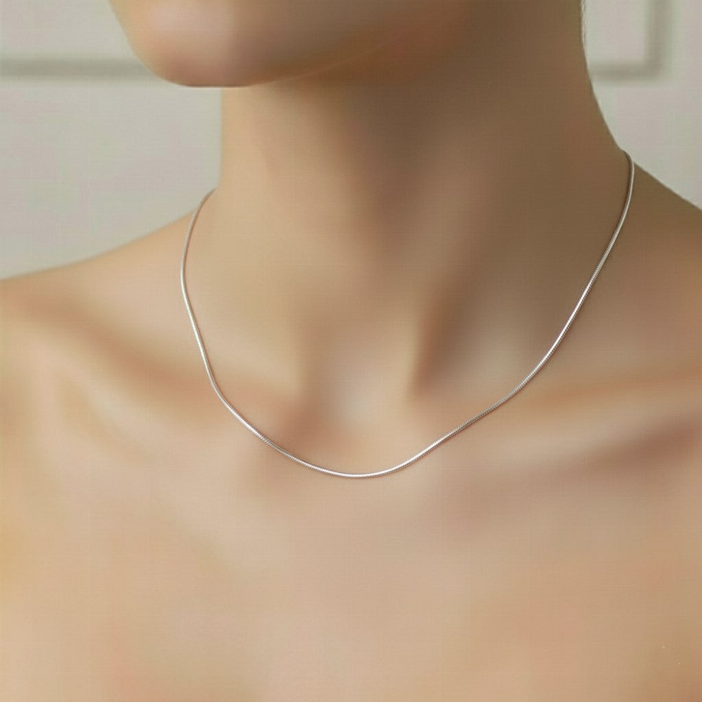 Timeless 925 Sterling Silver Snake Chain Necklace – Sleek Round Link| BJCH-09