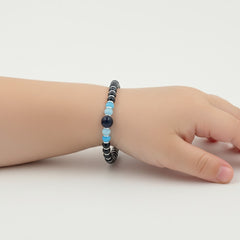 925 Starling Silver Handcrafted Glass Bead Kids Nazariya, Navy Blue and Light Blue Crystal Beads, Jewelry for Kids | BJKDNJ-015