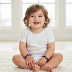 925 Starling Silver Handcrafted Glass Bead Necklace, Black and Blue with Silver Accents, Jewelry for Kids, Elegant Design | BJKDNJ-05