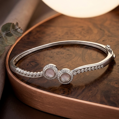 Timeless Elegance: 925 Sterling Silver Dual-Stone Infinity Bangle