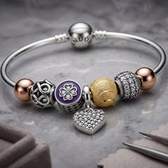 925 Sterling Silver Multi-Charm Bangle Bracelet