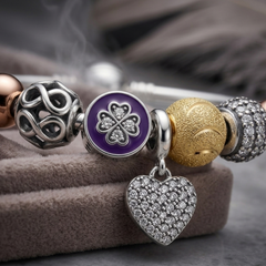925 Sterling Silver Multi-Charm Bangle Bracelet
