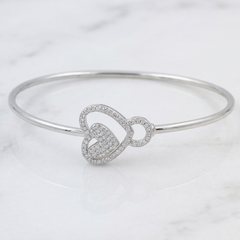 Sterling Silver 925 Intertwined Heart Bangle