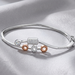 Elegant 925 Sterling Silver Geometric Charm Bangle