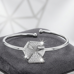 Geometric Elegance Sterling Silver 925 Cuff Bracelet
