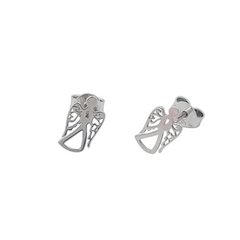 Divine Elegance: 925 Sterling Silver Angel Filigree Stud Earrings | BJER-021