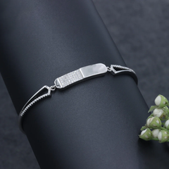925 Sterling Silver CZ Bar Bracelet for Women | Elegant Adjustable Design | BJBR-076