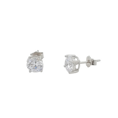 Timeless Brilliance: 925 Sterling Silver Round Solitaire Stud Earrings | BJER-025