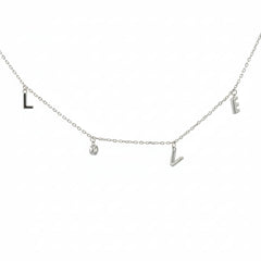 925 Sterling Silver LOVE Dangle Necklace – Minimalist Letter Charm Choke | BJ-37