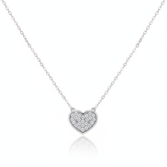 925 Sterling Dainty Silver Heart Pendant – Minimalist Sparkling Love Necklace in Sterling Silver | BJ-34