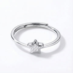 Sterling Silver Criss-Cross Design Ring with Geometric Pattern, Modern Fashion Statement Jewelry, Elegant Open Band Style | BJLR-0010