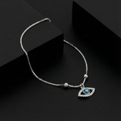 925 Sterling Silver Evil Eye Anklets for Women | Protection Pendant | Adjustable Chain | BJAK-0002