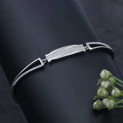 925 Sterling Silver CZ Bar Bracelet for Women | Elegant Minimal Design | BJBR-055