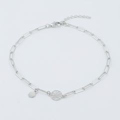 925 Sterling Silver Chain Bracelate with Decorative Charms, Paperclip Link Design, Adjustable Length | Gifts for Girlfriend, Gifts for Women &amp; Girls | BJBR-054