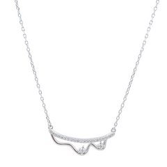 925 Sterling Silver Abstract Wave Constellation Necklace | Minimalist Sparkling Curved Bar Pendant | BJ-020