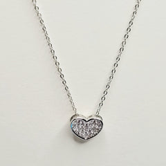 BHAVANAI JEWELLERS 925 Italian Starling Silver Cubic Zirconia Heart Necklace | BJ-34