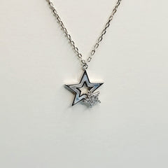 BHAVANI JEWELLERS 925 Italian Starling Silver Shell & Crystal Star Necklace | BJ-31