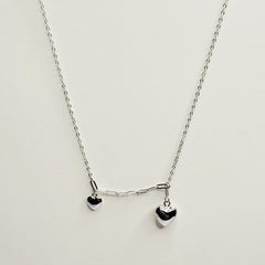 BHAVANI JEWELLERS 925 Italian Starling Silver Double Heart Necklace | BJ-25