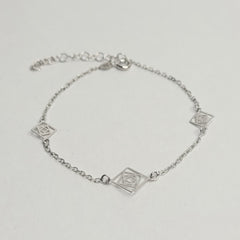BHAVANI JEWELLERS 925 Italian Starling Silver Square Symbol Adjustable Bracelate | BJ-047