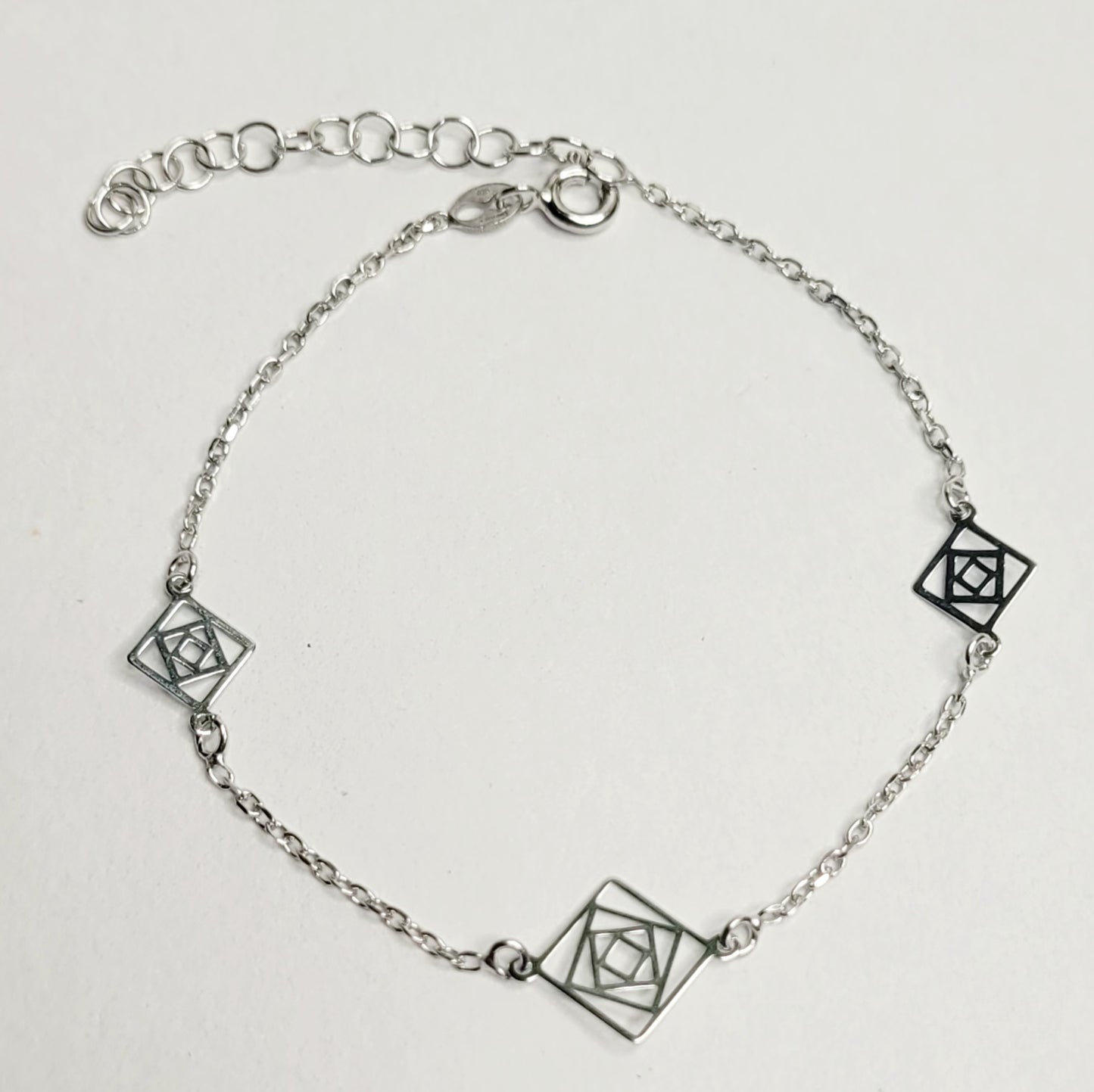 BHAVANI JEWELLERS 925 Italian Starling Silver Square Symbol Adjustable Bracelate | BJ-047