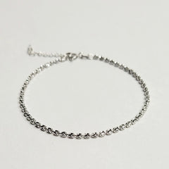 BHAVANI JEWELLERS 925 Italian Starling Silver Bead DC-8 Chain Adjustable Bracelate | BJ-053