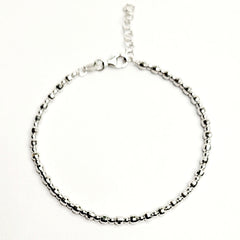 BHAVANI JEWELLERS 925 Italian Starling Silver Bead Chain Adjustable Bracelate | BJ-035