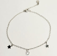 BHAVANI JEWELLERS 925 Italian Starling Silver Star Charm With White Daimond Adjustable Bracelate | BJ-43