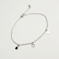 BHAVANI JEWELLERS 925 Italian Starling Silver Star Charm With White Daimond Adjustable Bracelate | BJ-43