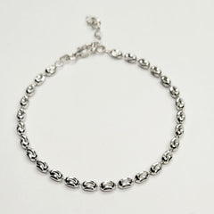 BHAVANI JEWELLERS 925 Italian Starling Silver Bead Oval Chain Bracelate | BJ-045 Lenth 6.50 Inch + 1 Inch Adjustable