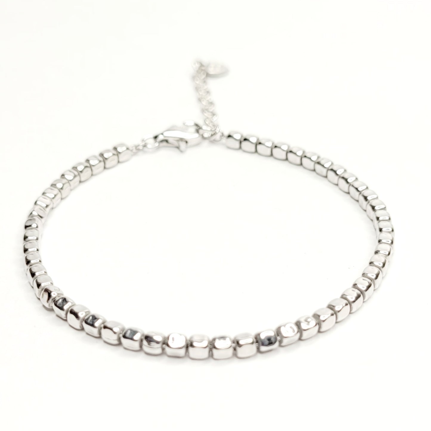 BHAVANI JEWELLERS 925 Italian Starling Silver Bead Square Chain Bracelate | BJ-041