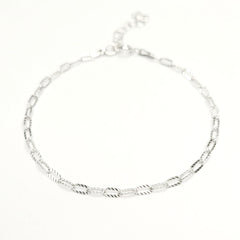 BHAVANI JEWELLERS 925 Italian Starling Silver Paper Clip Flat Wire Chain Adjustable Bracelate | BJ-042