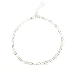 BHAVANI JEWELLERS 925 Italian Starling Silver Paper Clip Flat Wire Chain Adjustable Bracelate | BJ-042