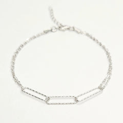 BHAVANI JEWELLERS 925 Italian Starling Silver Paper Clip ROund Chain Adjustable Bracelate | BJ-037